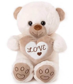 URSUTUL DE FLES CU INIMA SI LABETE BRODATE 26 CM 1