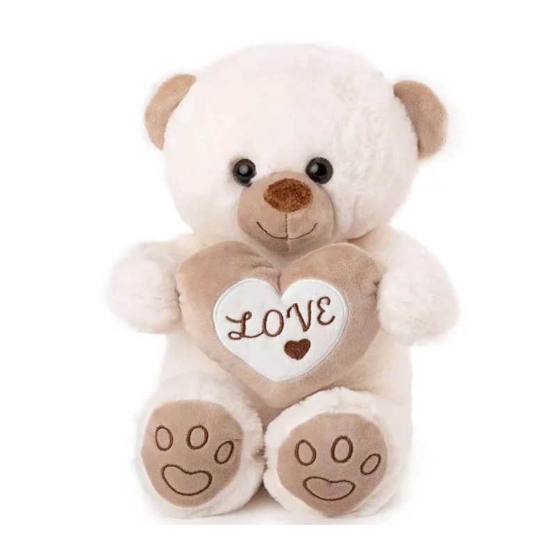 URSUTUL DE FLES CU INIMA SI LABETE BRODATE 26 CM 1