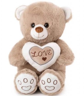 URSUTUL DE FLES CU INIMA SI LABETE BRODATE 26 CM 2