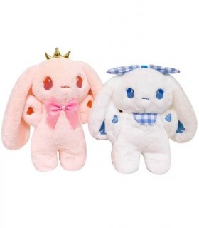 IEPURE DE PLUȘ CU PANGLICĂ ȘI BRODERIE 24 CM 2 CULORI 1