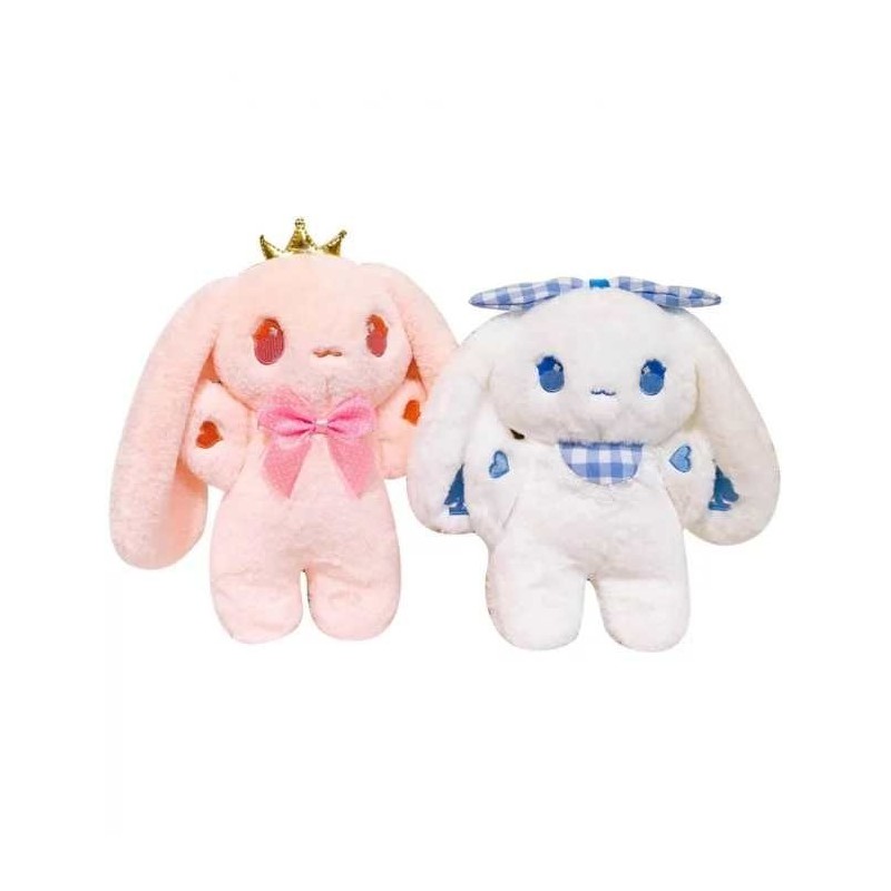 IEPURE DE PLUȘ CU PANGLICĂ ȘI BRODERIE 24 CM 2 CULORI 1