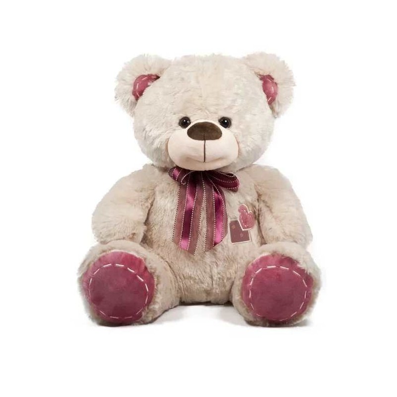 URSULET DE PLUȘ CU INIMĂ BRODATĂ 2 CULORI 40 CM 1