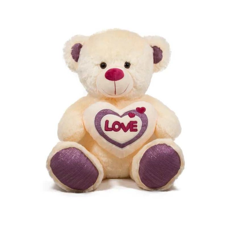 URSULEȚ TEDDY BEAR CU INIMIOARĂ ȘI LĂBUȚE MOV 50 CM 1