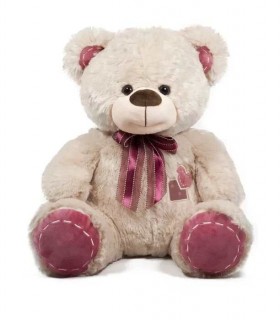 URSULET DE PLUȘ CU INIMĂ BRODATĂ 2 CULORI 60 CM 2