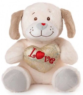 CĂȚEL/URSULEȚ DE PLUȘ CU INIMĂ 35 CM 2