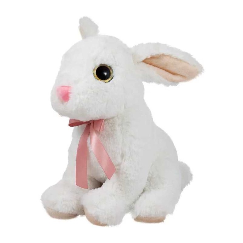 IEPURE ALB DE PLUȘ CU BANDĂ 25 CM 1