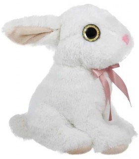 IEPURE ALB DE PLUȘ CU BANDĂ 25 CM 2